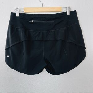 Lululemon Speed Up Short Long Black Lined Zip Pocket Size 10